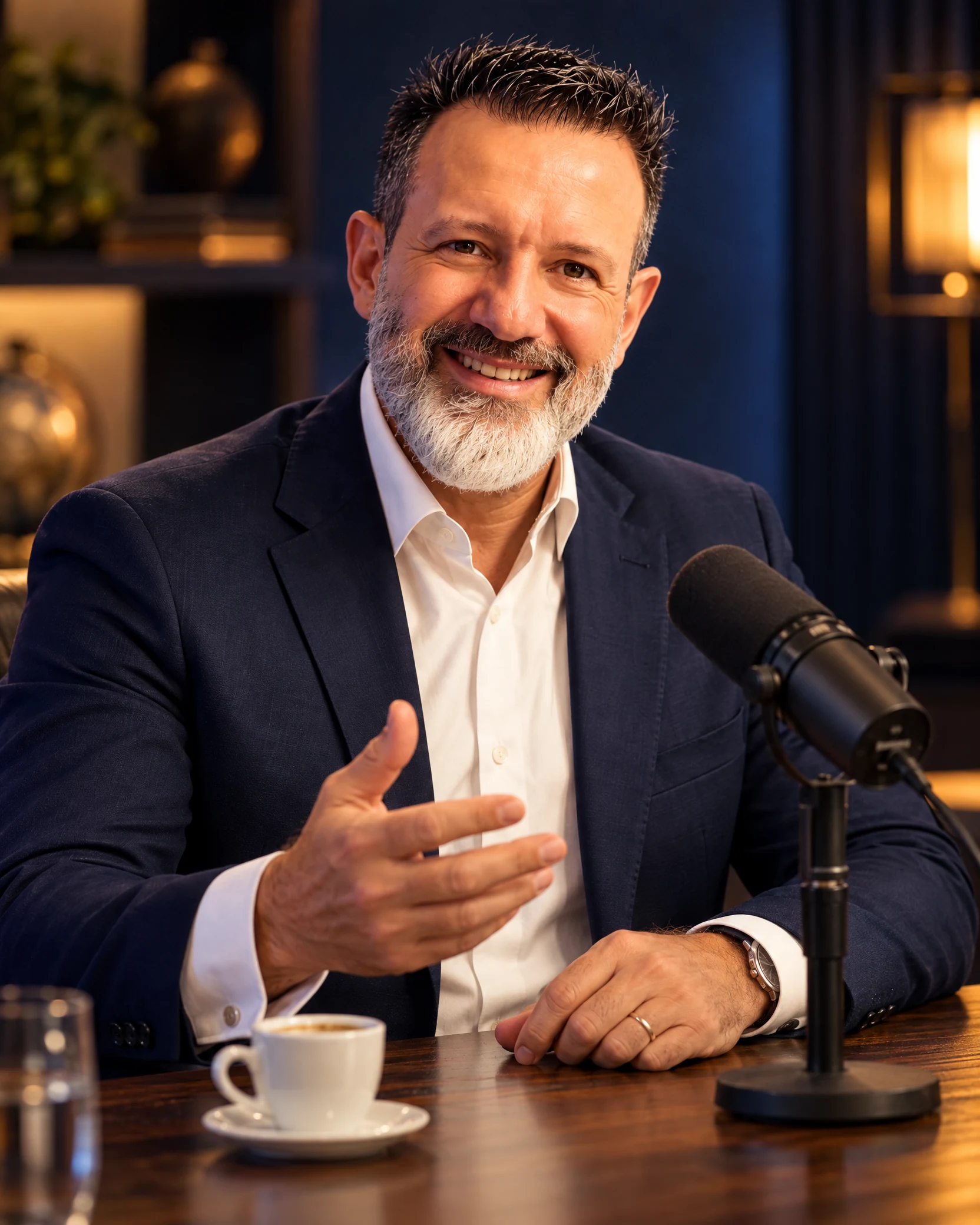 Wanderson Braga em estúdio, apresentando um programa de entrevistas